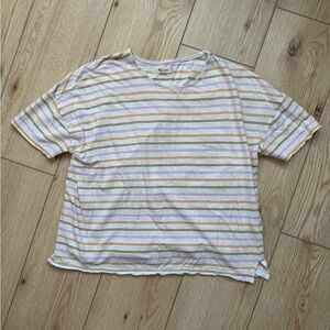 madewell colorful striped oversized cropped tee